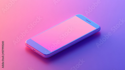 modern smartphone with vibrant gradient background, showcasing sleek design and blank screen, perfect for showcasing apps or digital content