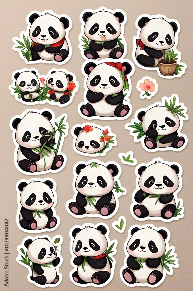 Adorable Panda Stickers: A Collection of Cute Panda Illustrations with Bamboo, Flowers, and Accessories Adorable Panda Stickers: A Collection of Cute Panda Illustrations with Bamboo, Flowers, and Accessories