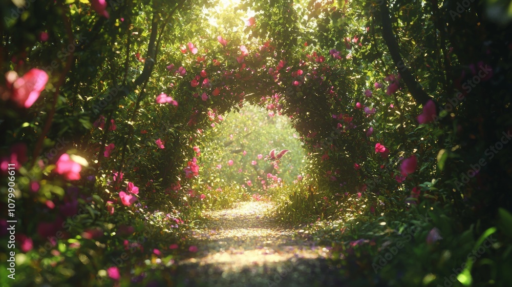 Obraz premium Enchanted Forest Pathway: Journey into a Realm of Magic and Mystery