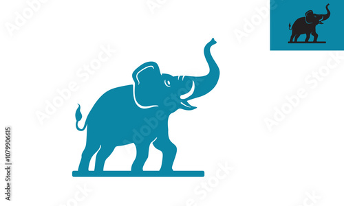 angry elephant logo, silhouette of strong big animal screaming vector illustrations