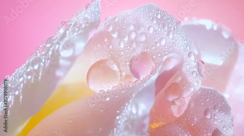 Close up rose beautiful glossy petals with dewdrop dreamy fashion pink red romantic background. floral bloom blossom flora wild plants refreshing cosmetic spa salon wallpaper