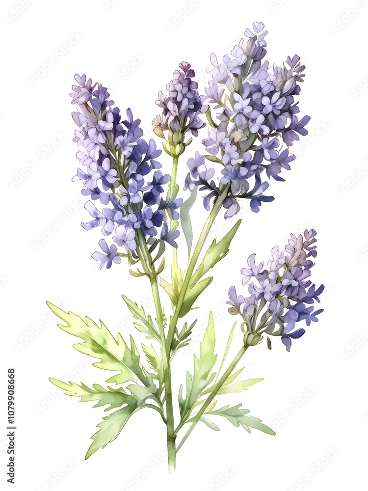 Lavender Watercolor Flower Nature Art