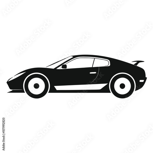 Sports car silhouette vector artwork on white background