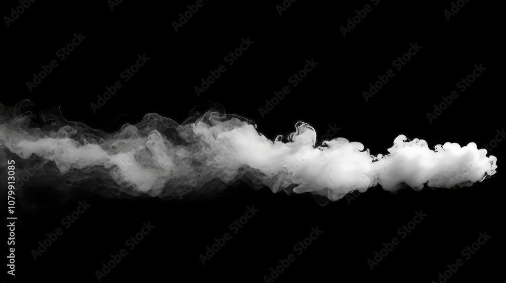 A soft, textured white smoke puff gently spreading, isolated against a dark background A soft, textured white smoke puff gently spreading, isolated against a dark background
