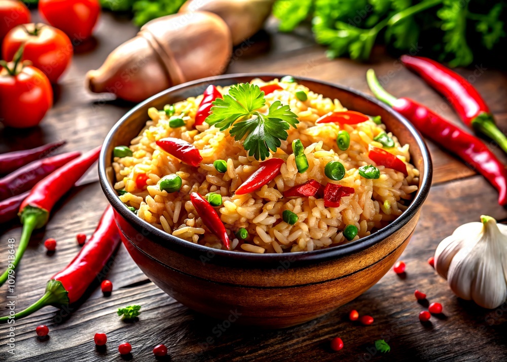 Spicy, flavorful Asian rice, a taste sensation. Spicy, flavorful Asian rice, a taste sensation.