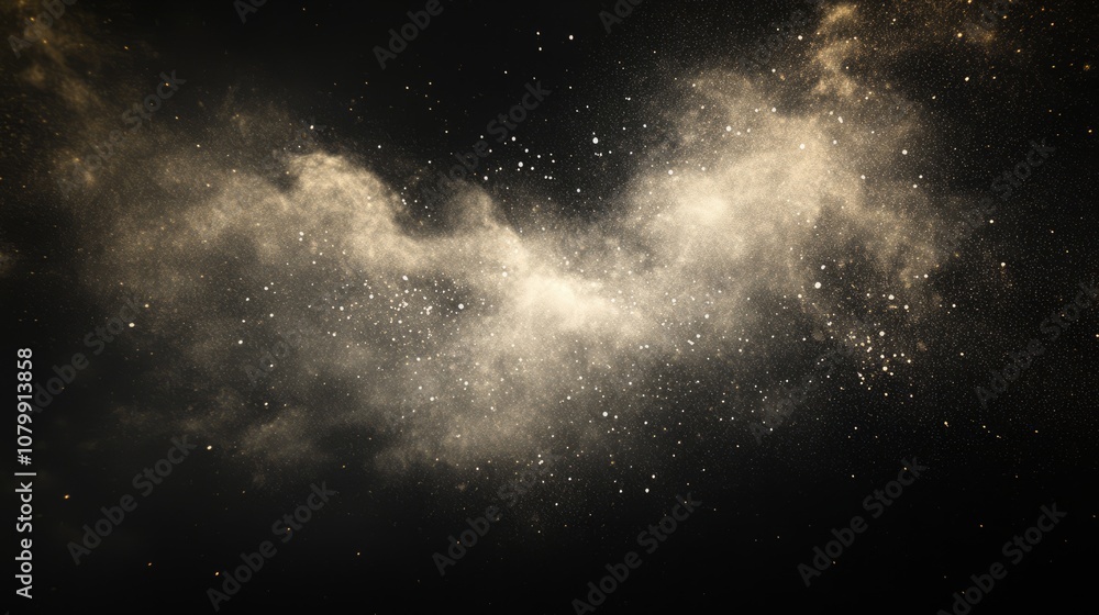 Fototapeta premium A soft, textured white smoke puff gently spreading, isolated against a dark background