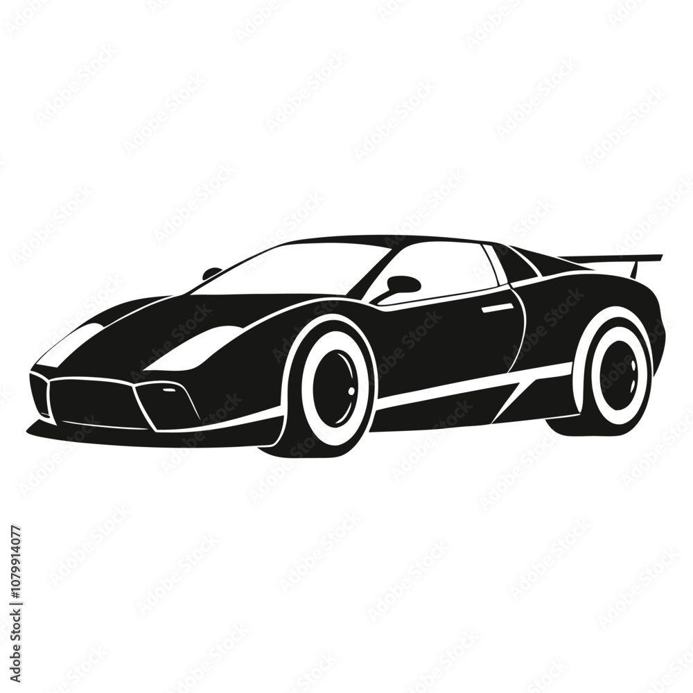 Sports car silhouette vector artwork on white background Sports car silhouette vector artwork on white background