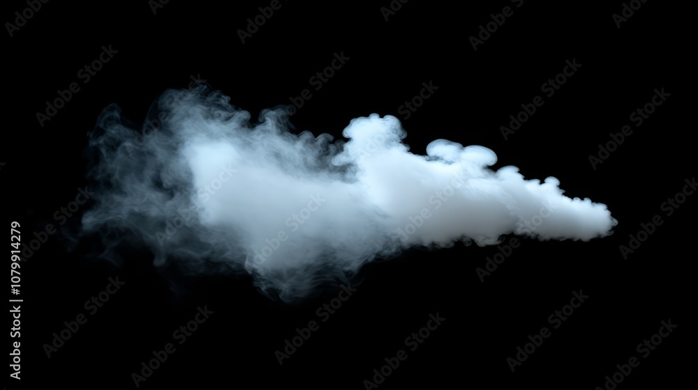 A soft, textured white smoke puff gently spreading, isolated against a dark background A soft, textured white smoke puff gently spreading, isolated against a dark background