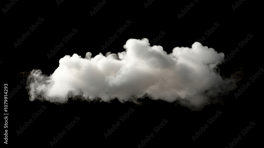 A soft, textured white smoke puff gently spreading, isolated against a dark background A soft, textured white smoke puff gently spreading, isolated against a dark background