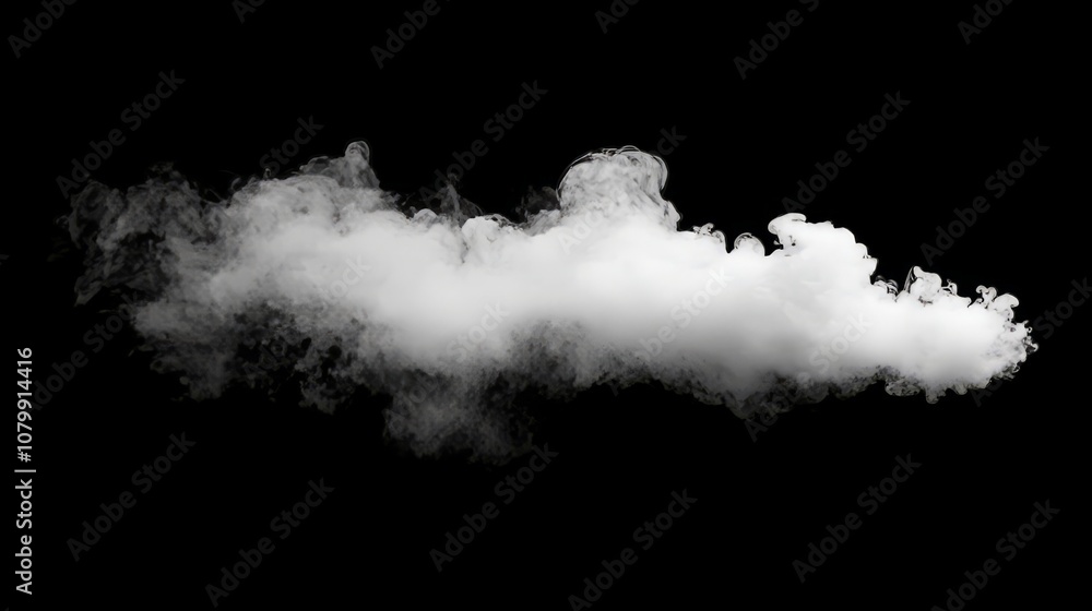 A soft, textured white smoke puff gently spreading, isolated against a dark background A soft, textured white smoke puff gently spreading, isolated against a dark background