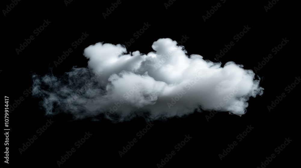 A soft, textured white smoke puff gently spreading, isolated against a dark background A soft, textured white smoke puff gently spreading, isolated against a dark background