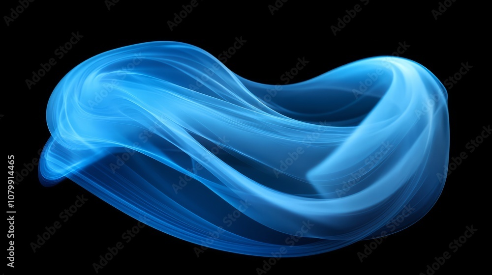 Fototapeta premium A soft, textured blue smoke puff gently spreading, isolated against a dark background