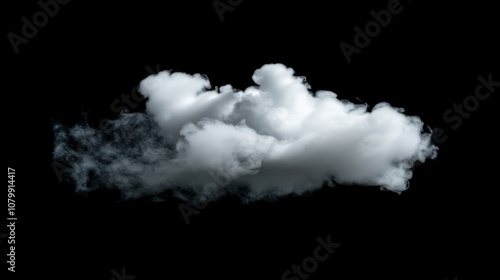 A soft, textured white smoke puff gently spreading, isolated against a dark background