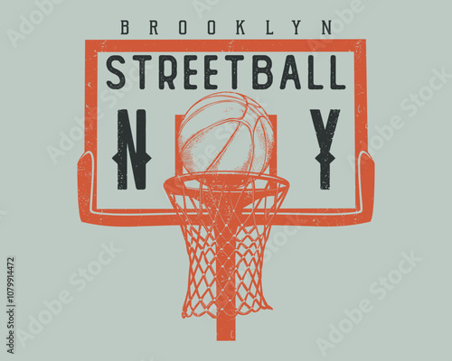 Basketball college league. Vintage artwork for sportswear. Sport logo. College font. Basketball club vector t-shirt design. New York basketball league