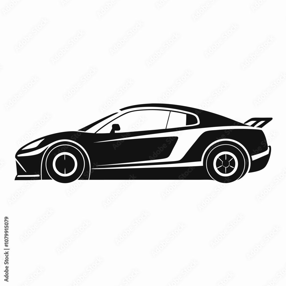 Sports car silhouette vector artwork on white background Sports car silhouette vector artwork on white background