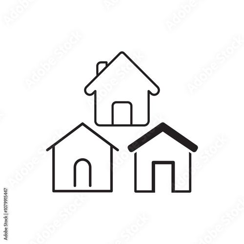 real estate home and house building apartment logo icon outline vector art flat design