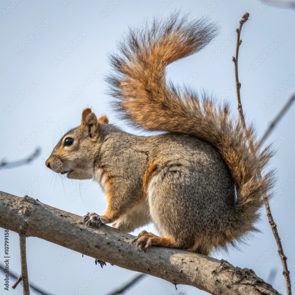 The squirrel sits on a branch with a nut in its paws. The squirrel sits on a branch with a nut in its paws.