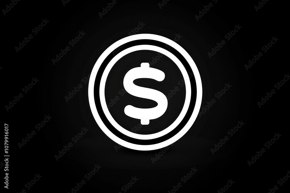 White dollar sign on black background. White dollar sign on black background.