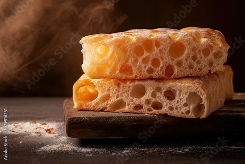 Freshly Baked Warm Fluffy Ciabatta Bread with a Crispy Crust - Perfect for Any Meal!