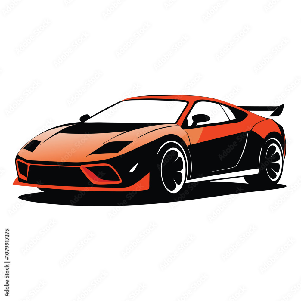 Sports car silhouette vector artwork on white background Sports car silhouette vector artwork on white background