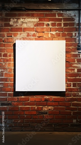 Wallpaper Mural Blank Canvas Frame Mockup on Brick Wall, Empty Billboard Mock Up on Red Brick Wall Torontodigital.ca
