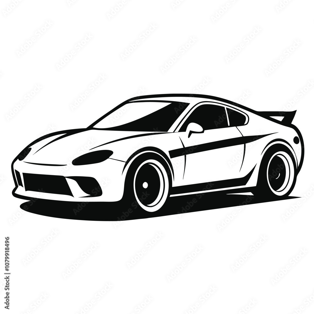 Sports car silhouette vector artwork on white background Sports car silhouette vector artwork on white background