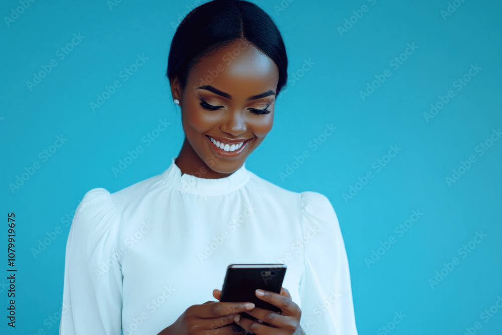 Woman in white shirt holding a cellphone in a crowded city street, surrounded by tall buildings and bustling people. Woman in white shirt holding a cellphone in a crowded city street, surrounded by tall buildings and bustling people.