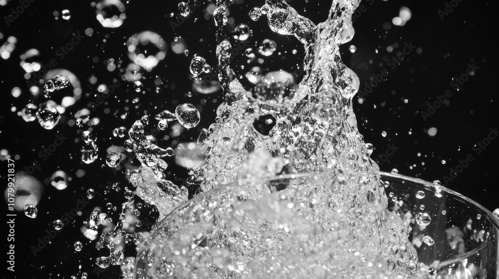 Obraz premium Splashing Water in Black and White Photography