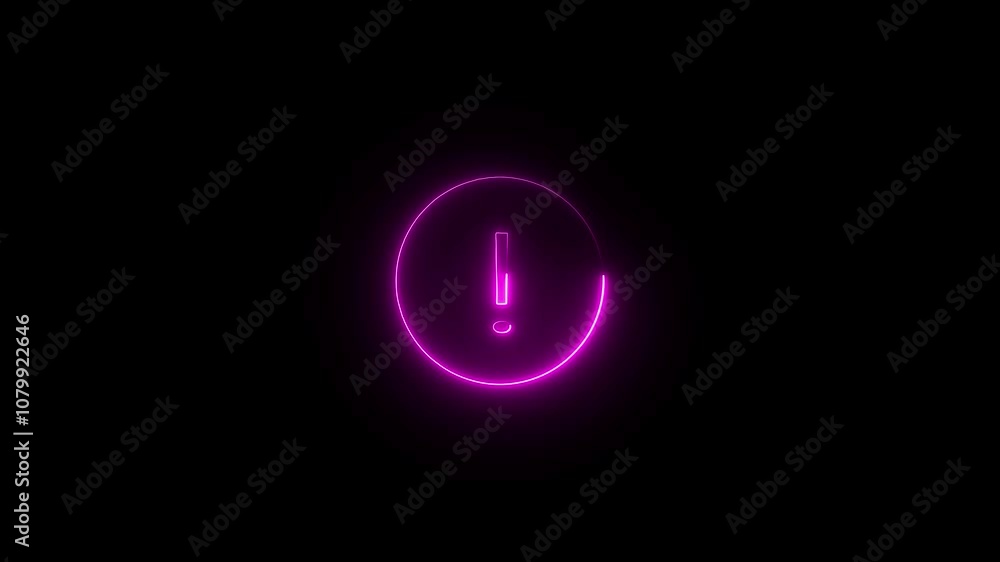 Neon exclamation warning signal. Neon exclamation warning signal.