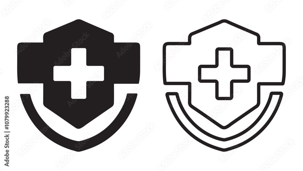 Health Insurance outline and silhouette icon set. Vector illustration. Health Insurance outline and silhouette icon set. Vector illustration.