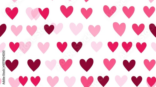 Illustration pattern of spaced hearts red and pink