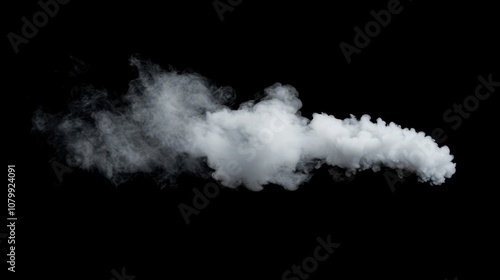 A thin, wispy white smoke tendril curling delicately, isolated on a black background