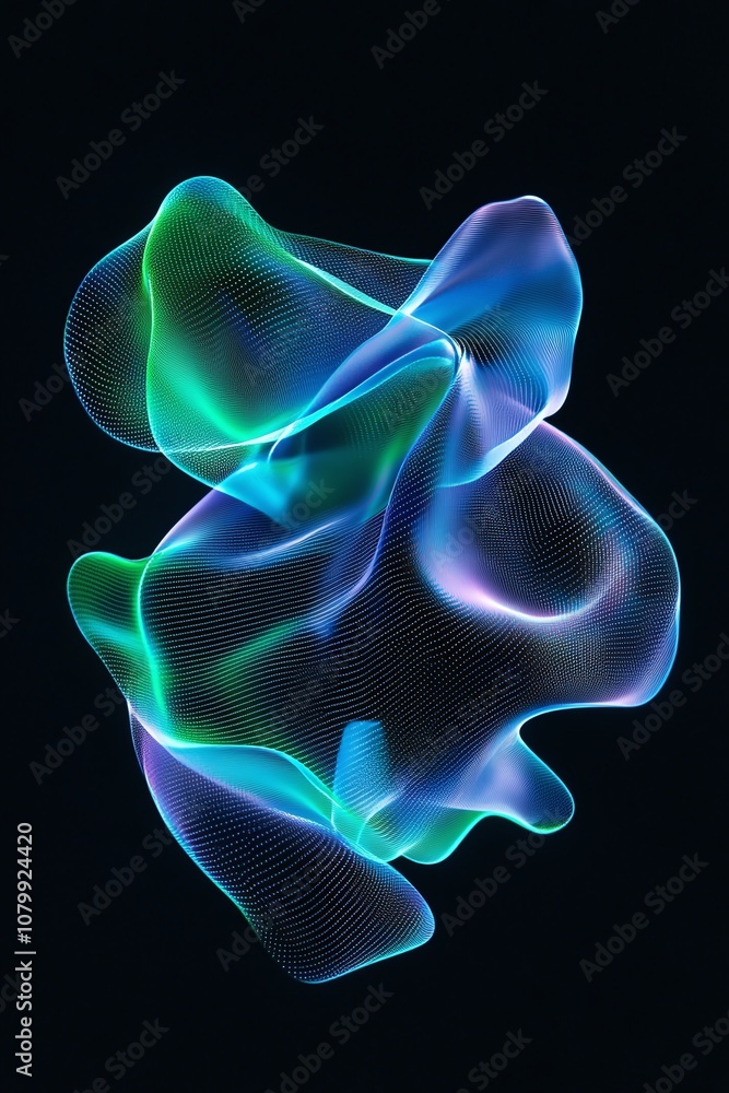 Abstract colorful flow of light waves on a dark background, creating a mesmerizing illusion of movement and fluidity in a digital art style Abstract colorful flow of light waves on a dark background, creating a mesmerizing illusion of movement and fluidity in a digital art style