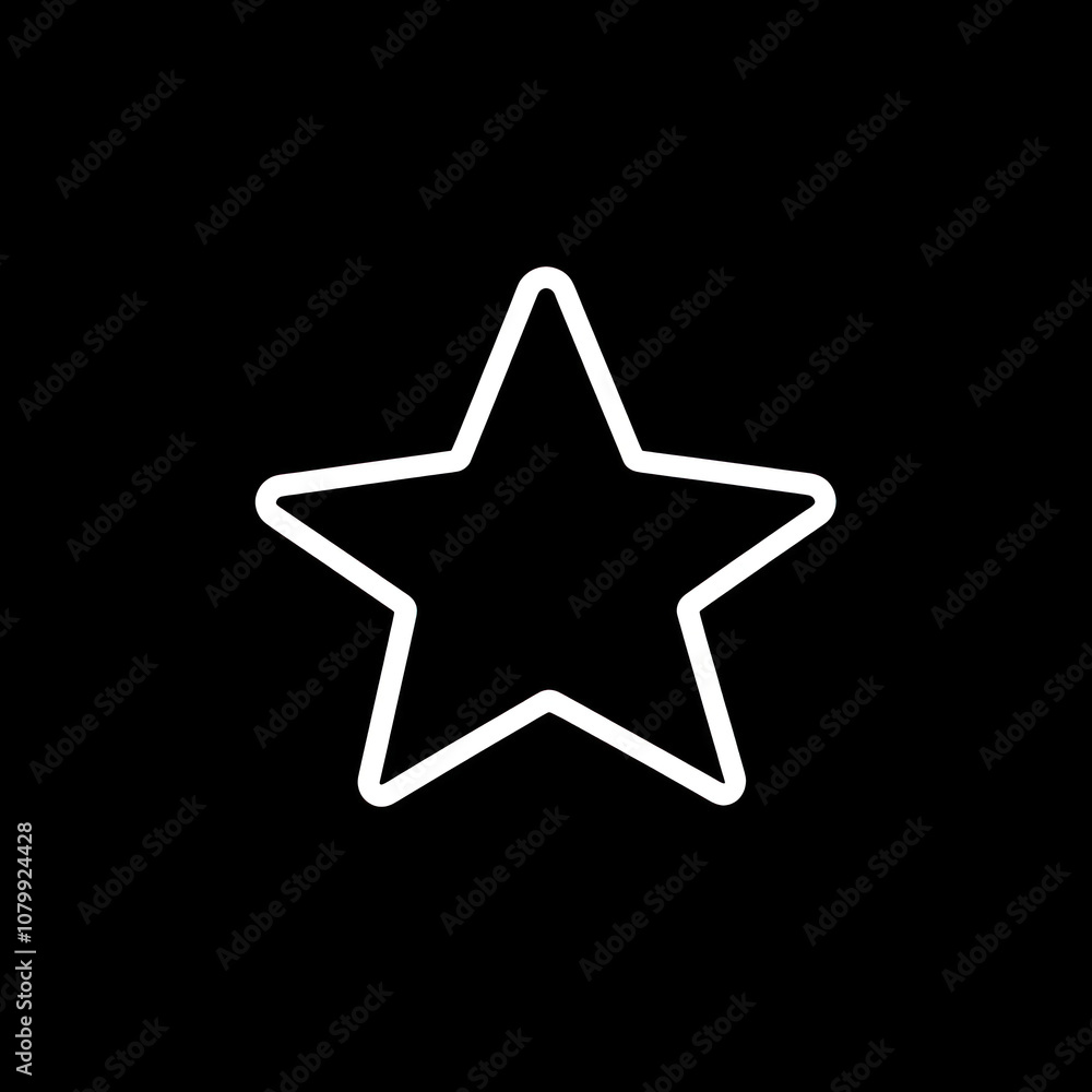 Star icon gleaming amidst stark black background. Star icon gleaming amidst stark black background.