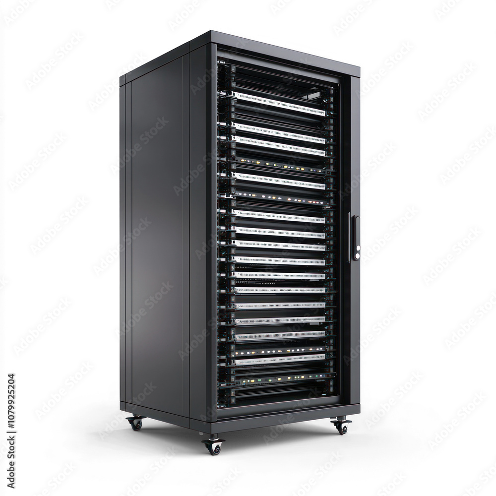 Compact server rack with a sleek design. isolated on transparent background Compact server rack with a sleek design. isolated on transparent background
