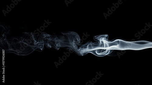 Wallpaper Mural A thin, wispy white smoke tendril curling delicately, isolated on a black background Torontodigital.ca