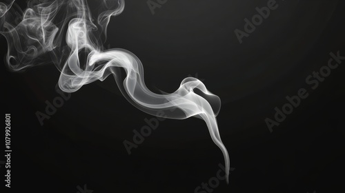 A thin, wispy white smoke tendril curling delicately, isolated on a black background
