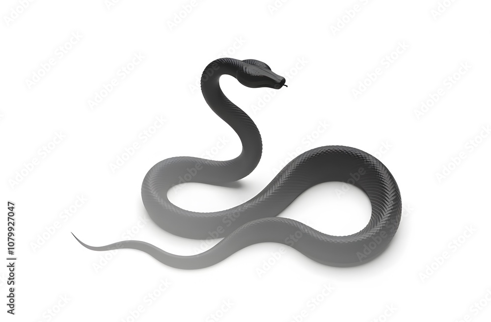 Minimalistic image of a black snake silhouette coiled a white background, Symbol of 2025 Minimalistic image of a black snake silhouette coiled a white background, Symbol of 2025