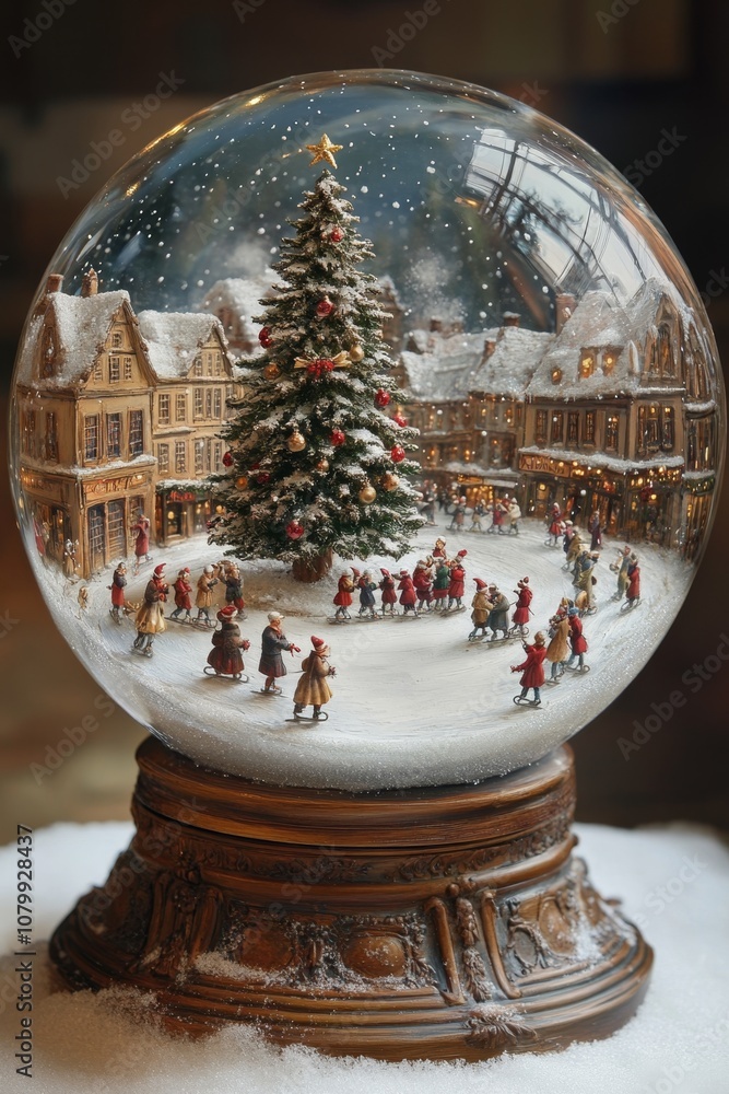 snow globe with a miniature Christmas scene inside. ai generated snow globe with a miniature Christmas scene inside. ai generated