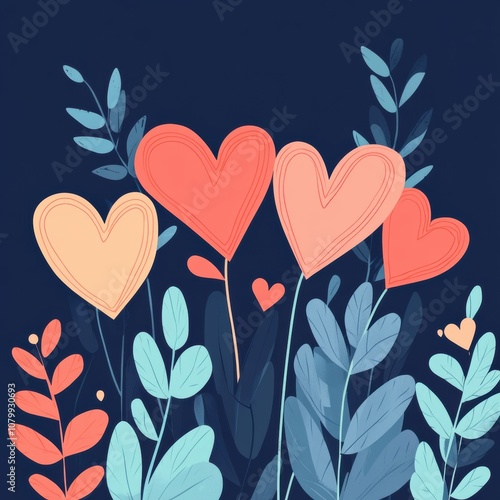 Graphic illustration with love garden concept 