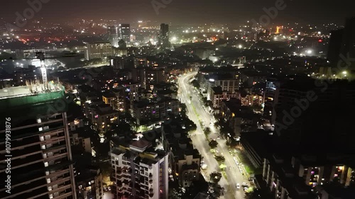 Wallpaper Mural Panoramic Aerial View of Modern City in Night Torontodigital.ca