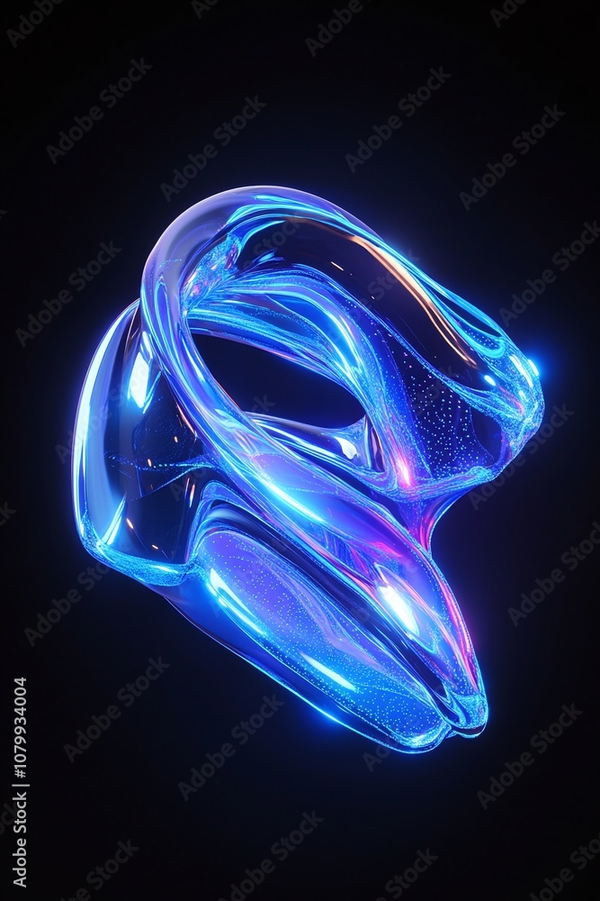 Abstract Fluid Shape with Glowing Blue Light Highlights in a Dark Background, Perfect for Modern Design Projects and Creative Artworks Abstract Fluid Shape with Glowing Blue Light Highlights in a Dark Background, Perfect for Modern Design Projects and Creative Artworks