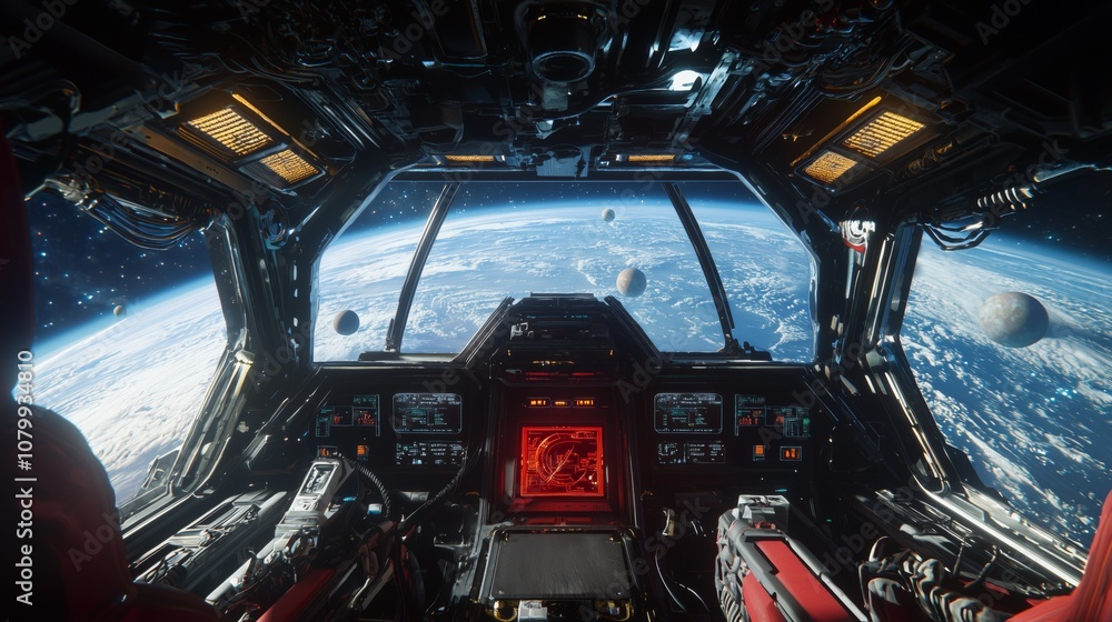 Spaceship Cockpit View of Earth Spaceship Cockpit View of Earth