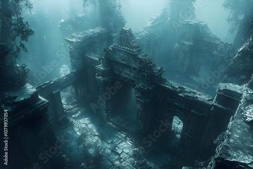 3D Render Ancient Ruins Dark Fantasy Illustration