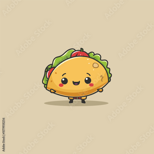 Cute taco logo icon design template flat vector