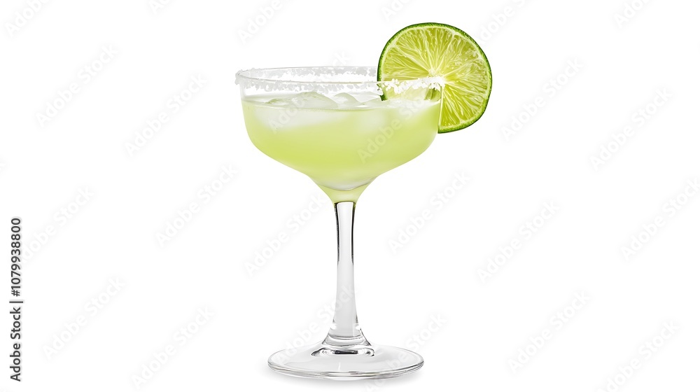 Margarita cocktail with lime wedge isolated on white background. Margarita cocktail with lime wedge isolated on white background.