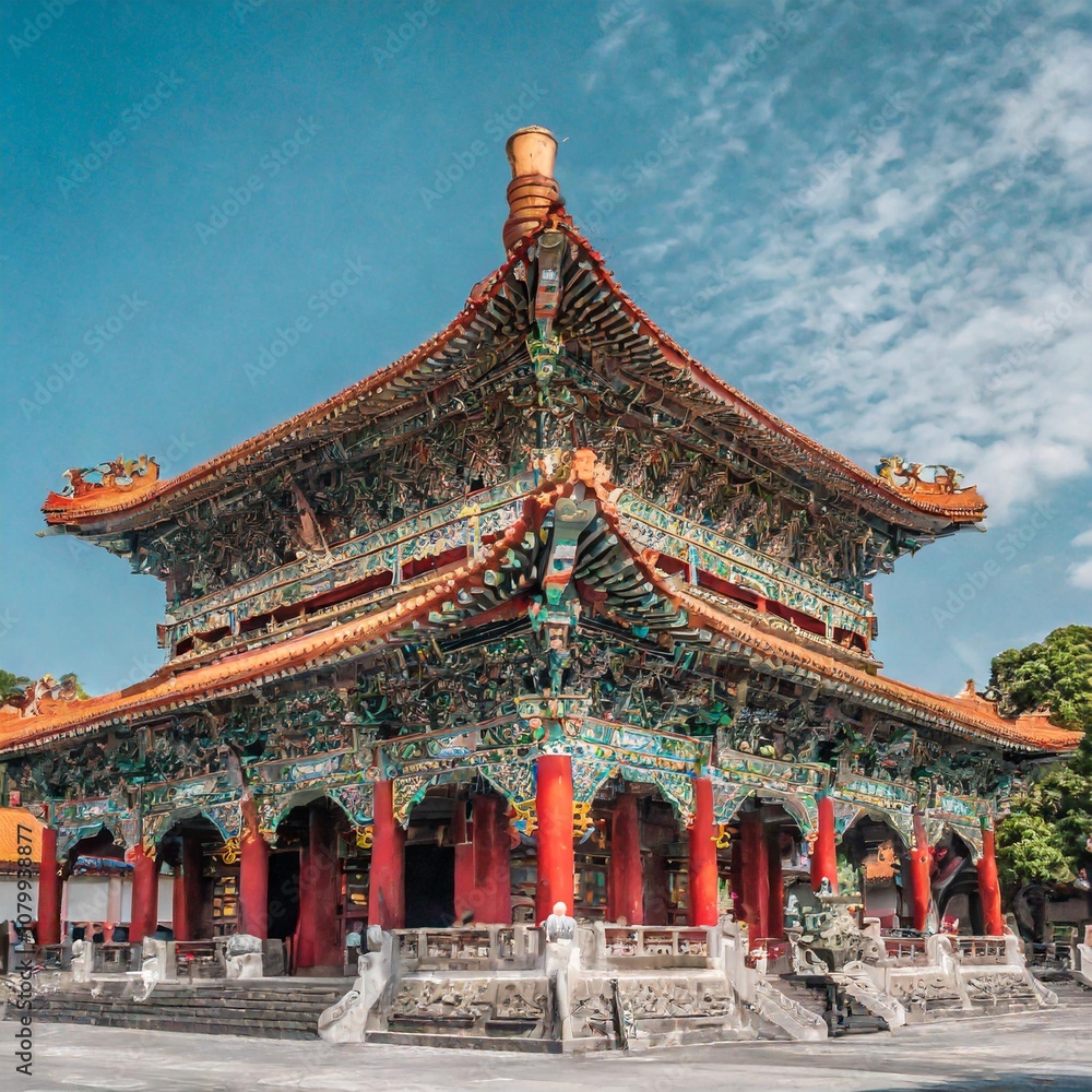 The Historical Longshan Temple in Taipei, Taiwan, Known for Its Ornate Architecture, Intricate Carvings, and Religious Significance, Representing a Blend of Buddhist, Taoist, and Confucian Traditions The Historical Longshan Temple in Taipei, Taiwan, Known for Its Ornate Architecture, Intricate Carvings, and Religious Significance, Representing a Blend of Buddhist, Taoist, and Confucian Traditions
