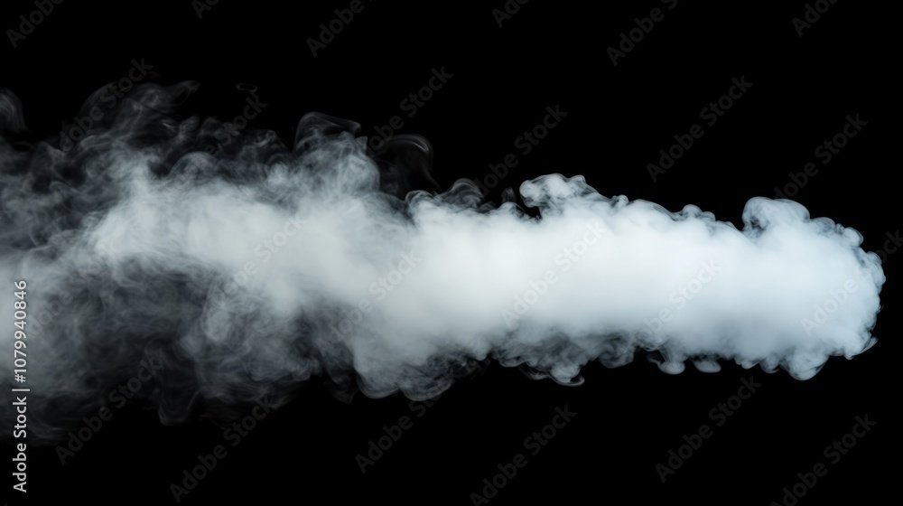 A compact white smoke puff with a smooth surface, isolated on a black, white cloud, sky A compact white smoke puff with a smooth surface, isolated on a black, white cloud, sky