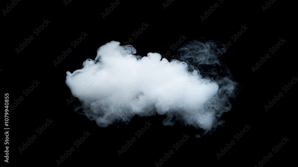 A compact white smoke puff with a smooth surface, isolated on a black, white cloud, sky A compact white smoke puff with a smooth surface, isolated on a black, white cloud, sky