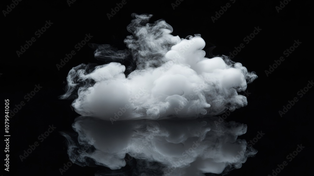 A fluffy white smoke formation puffing outwards, creating an ethereal effect on a black background A fluffy white smoke formation puffing outwards, creating an ethereal effect on a black background